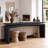 Rustic Solid Wood Veneer Console Table With Sled Base For Entryway, Hallway, Or Behind Sofa.-508701898