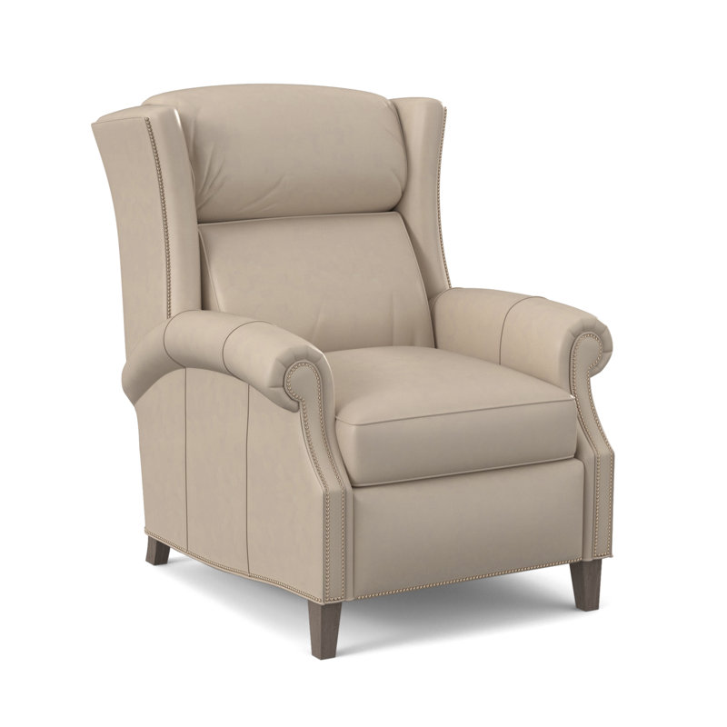 Broderick Recliner, #9 Nickel, Outsider Raven Genuine Leather, Stone