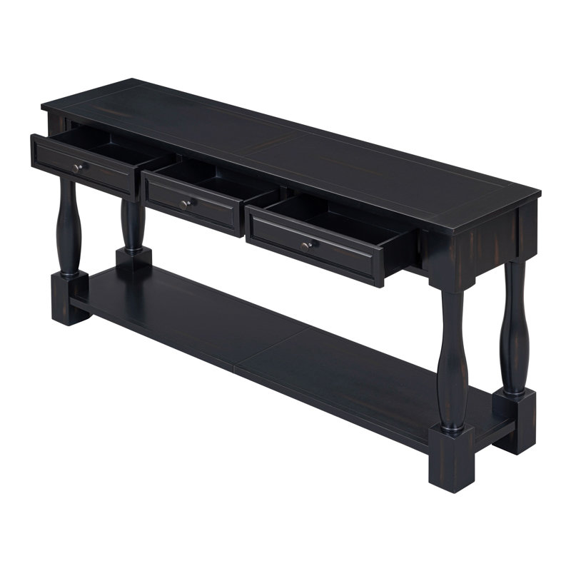 Console Console de 63 po de long avec tiroirs et tablette pour le vestibule, Espresso