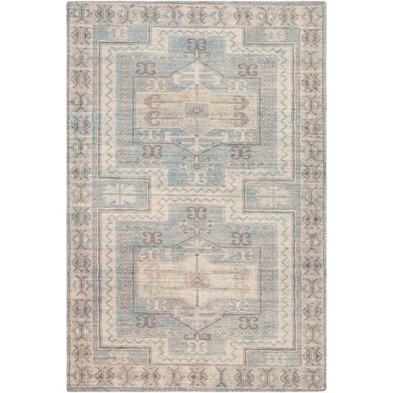Tapis fait main Lauren Liess x Livabliss Limon, Bleu, Rectangle 9' x 12'
