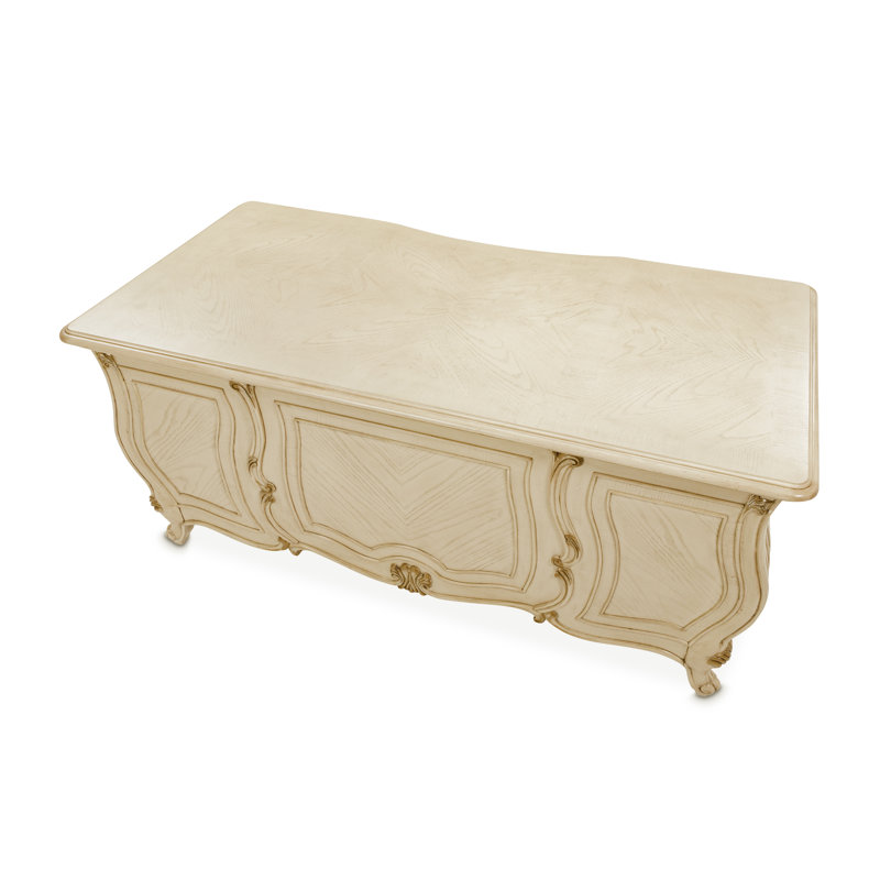 Platine De Royale Champagne Solid Wood Executive Desk, Champagne