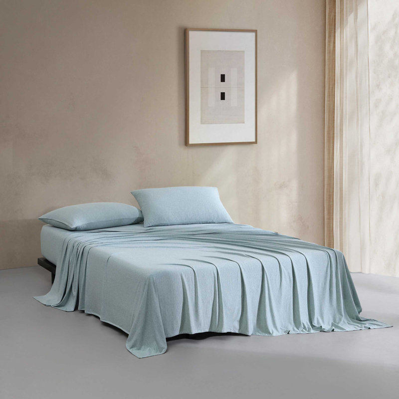 Ensemble de draps 4 pièces Calvin Klein, Ensemble de draps pour taille de lit très grand a, Bleu aqua