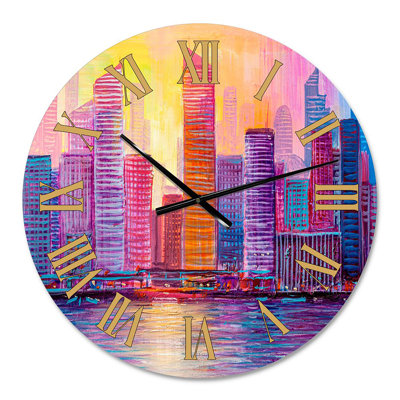 Cityscape Of Skyscrapers In Modern City VIII - Modern Wall Clock