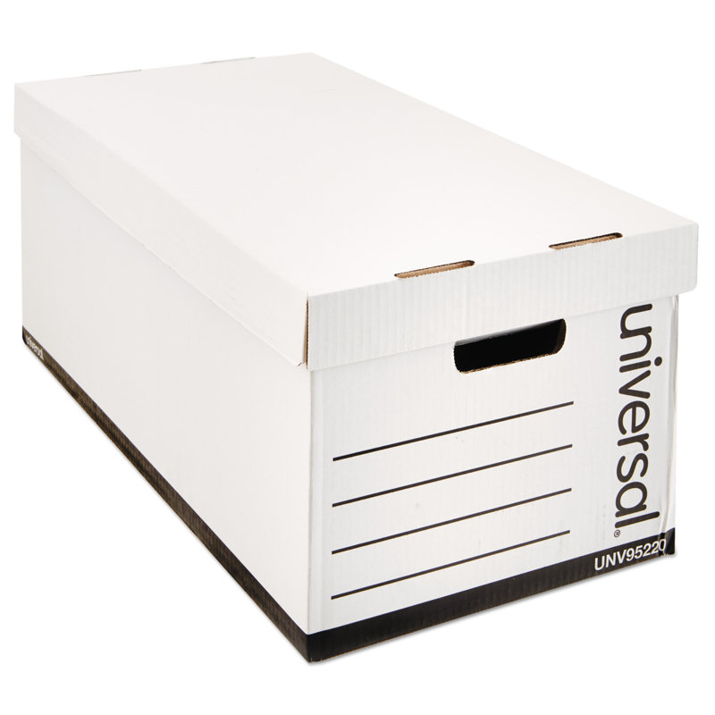 Sleek White Corrugated Fiberboard Storage Box with Lift-Off Lid, 12-Pack