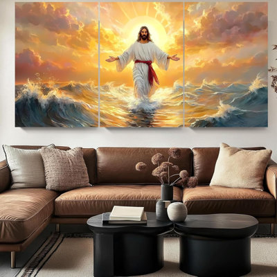 Jesus Wall Art,Jesus Painting,Christian Wall Art,Christian Wall Decor For Bedroom,Livingroom (12" X 18" X 3 Pcs)
