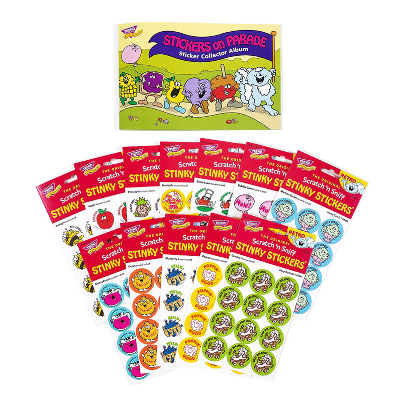 TREND autocollants sur parade autocollants rétro Scratch 'n Sniff Stinky + album