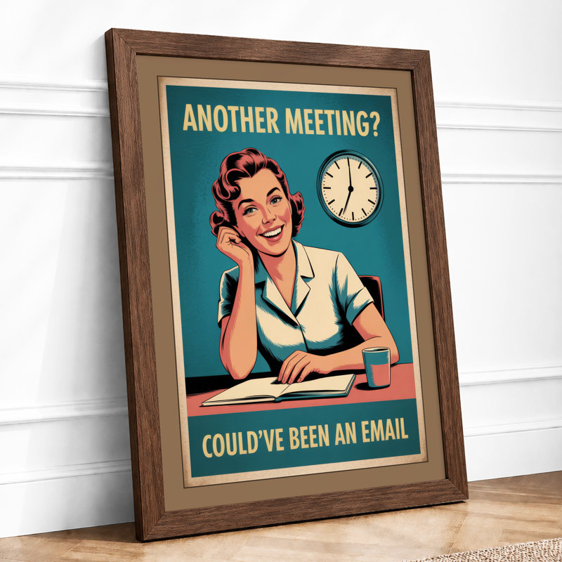 Another Meeting? Retro - Framed Print, A2 - 59.4 x 42.0 cm, Walnut