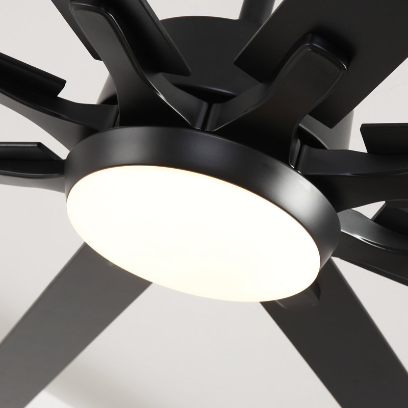 Grand ventilateur de plafond moderne à deux pales avec moulin à vent à deux pales moderne avec lumières DEL 3CCT à intensité variable et télécommande, moteur à courant continu réversible à 6 vitesses, minuterie, tiges verticales de 4 po / 10 po, pour intérieur / extérieur couvert