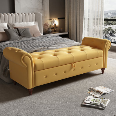 Banc de lit 63 po en tissu capitonné