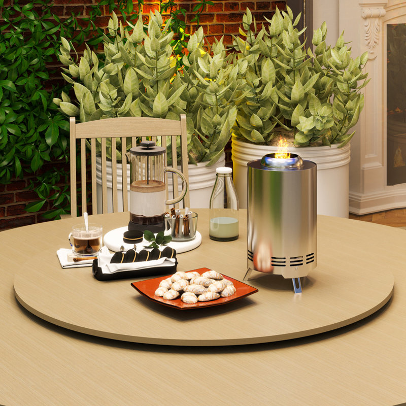 Cylinder Charcoal Smokeless Fire Pit, Silver