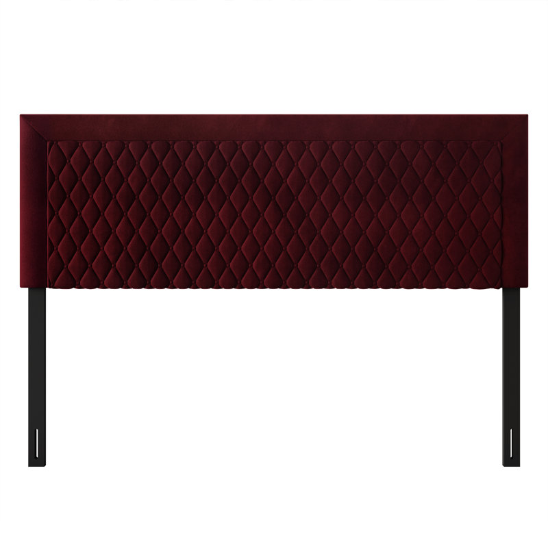 Tête de lit tapissier en velours, Rouge, Simple