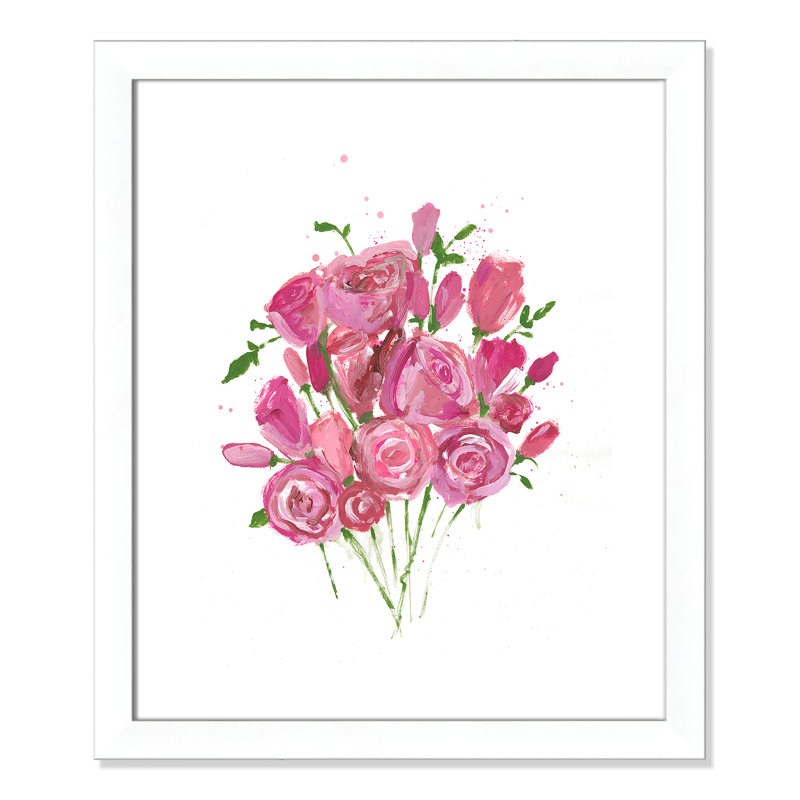 Morning Roses - peinture encadrée, Blanc mat, H 23 po x l 27 po x P 1,25 po