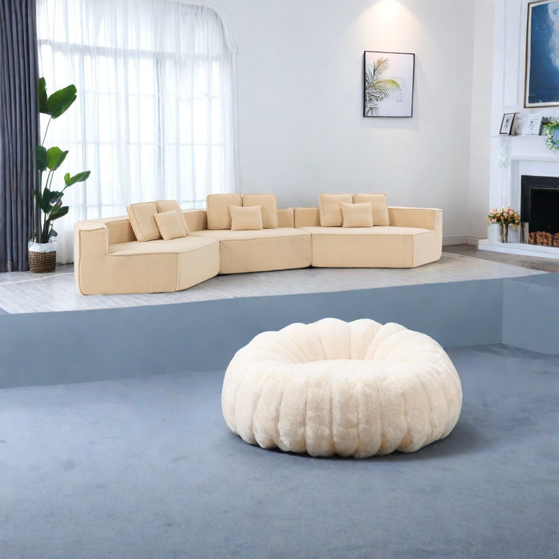 Canapés modulaires spacieux avec velours en peluche, conception modulaire pour la vie moderne