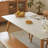White + Burlywood Rectangular Solid Wood + Sintered Stone tabletop Dining Table-1706488321