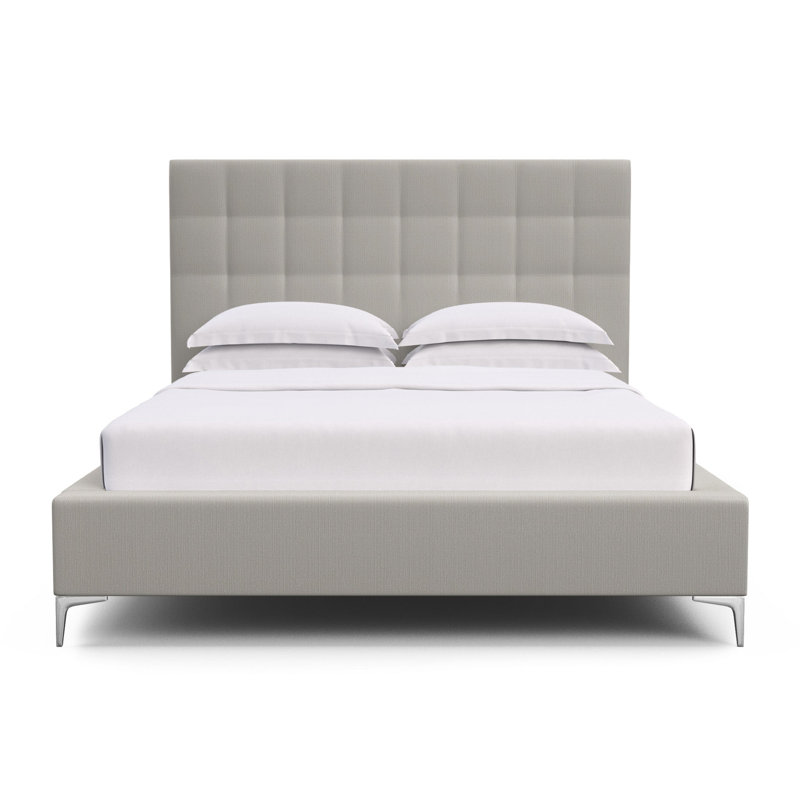 Bryant Upholstered Bed, Box Weave Linen Silver Streak, King, Ebony