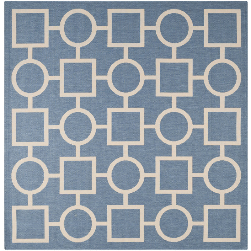 Courtyard Performance Geometric Rug, Square 7'10"