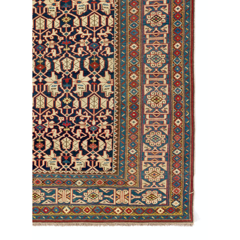 Tapis fin Kura Konaghend de couleur blanche antique, daté 1867