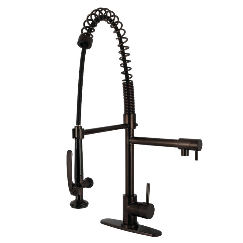 Kingston Brass Concord Single-Handle 1-Hole Deck Mount Pre-Rinse Kitchen Faucet, Oil Rubbed Bronze