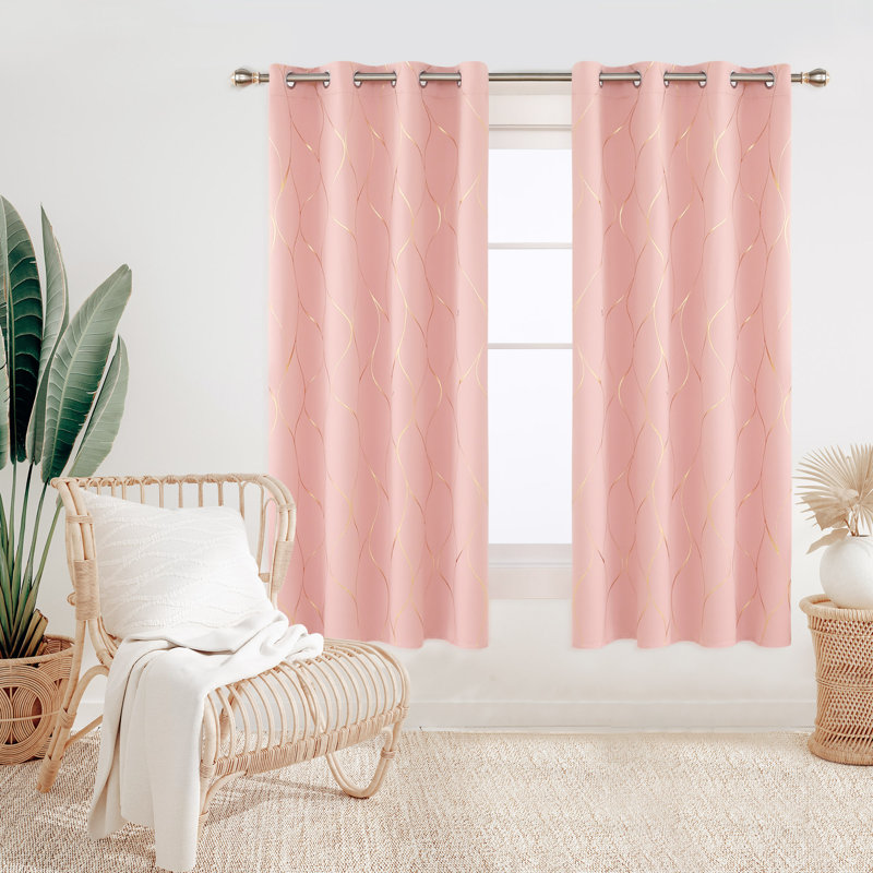 Boulus Room Darkening Curtain Panel Pair, Coral Pink, 42" W x 54" L