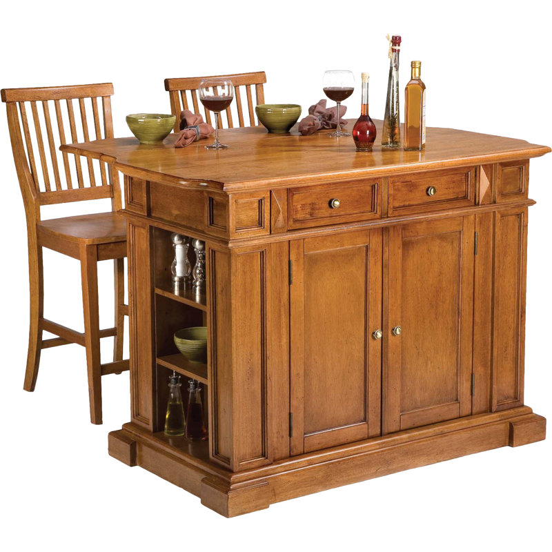 Mattice 49.75'' Wide Kitchen Island Set, Cottage Oak