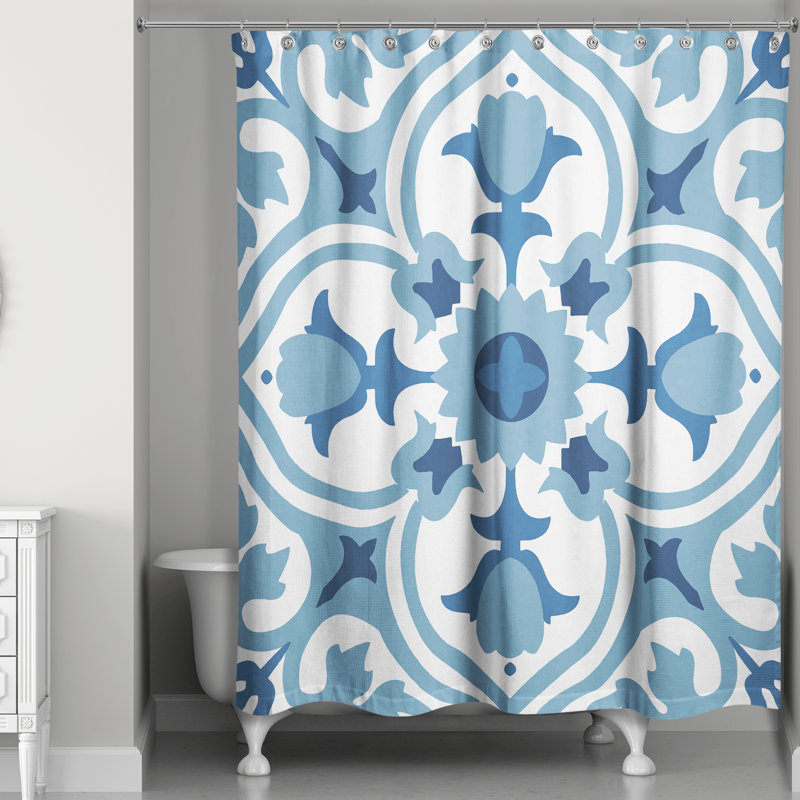 Rideau de douche simple Malpass, Bleu