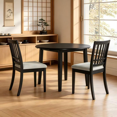 3-Piece Round Dining Set for 2 | Folding Table & Upholstered Chairs