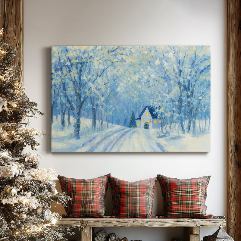 «Icy Manger at Twilight» - Toile tendue avec châssis de qualité supérieure, H 48 po x l 32 po