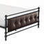 Lit plateforme double avec tête et pied de lit en similicuir capitonné, structure en métal noir pour les chambres modernes-1625884664