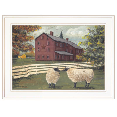 Décoration murale encadrée «Hancock Sheep» pour salon, maison par Pam Britton