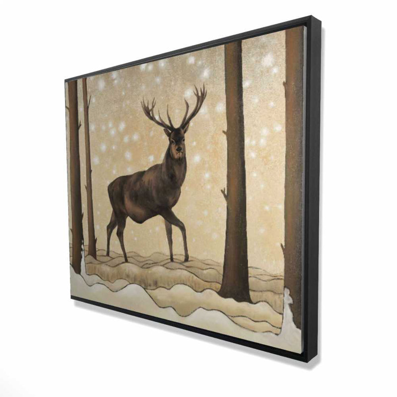 «Roe Deer in Winter Landscape», art sur toile encadrée