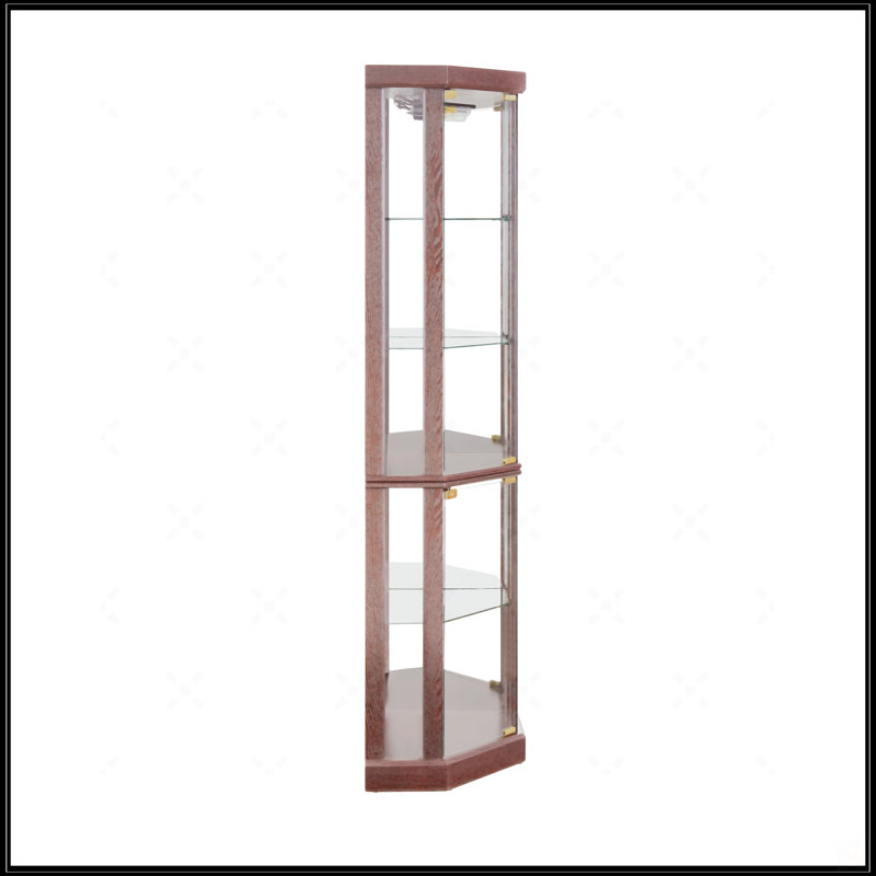 Vitrine d'angle vitrée d'angle pour vitrine d'angle, Merisier