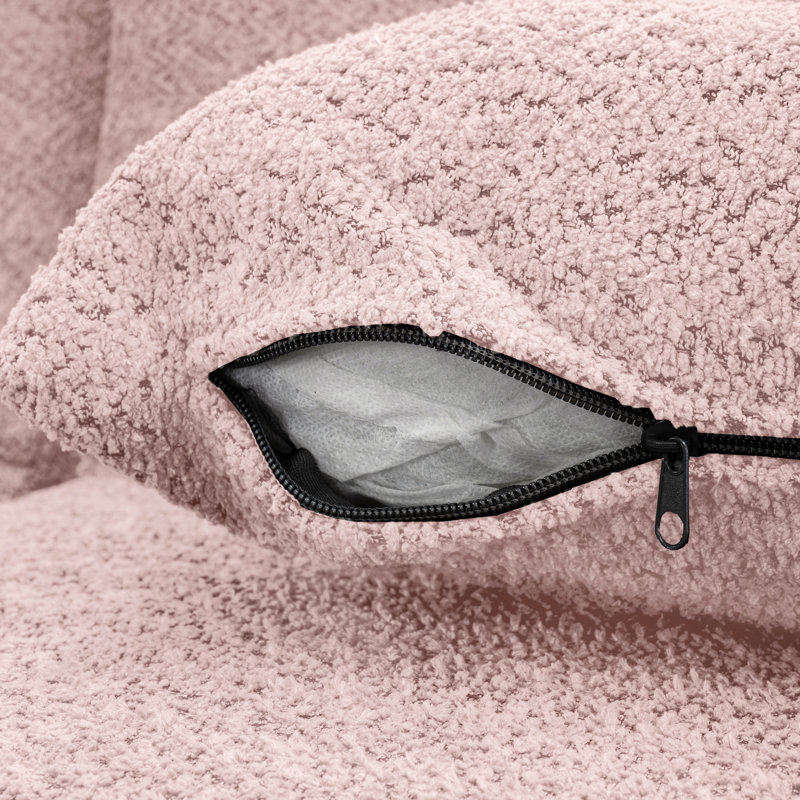 Tissu rose rembourré de 144 po - combiné avec deux chaises longues incurvées, cinq coussins de dossier et un siège confortable