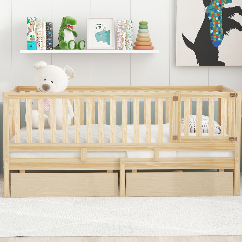 Lit de jour simple avec garde-corps de clôture et 2 tiroirs de rangement fonctionnels - Optimisation de l'esthétique fonctionnelle de la chambre à coucher