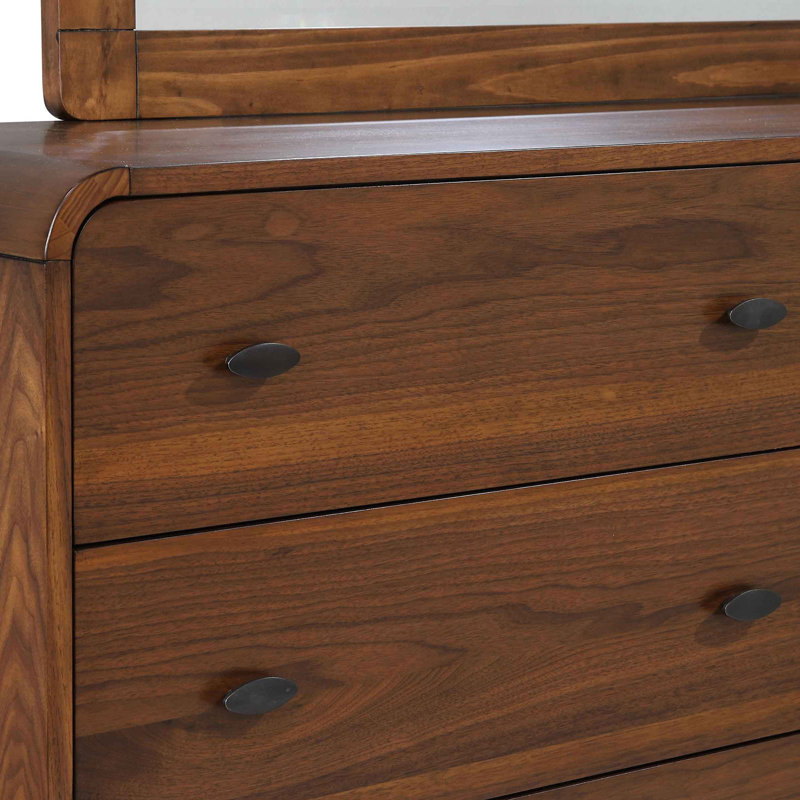 Commode de chambre à coucher à 6 tiroirs en noyer foncé Winston, Noyer foncé