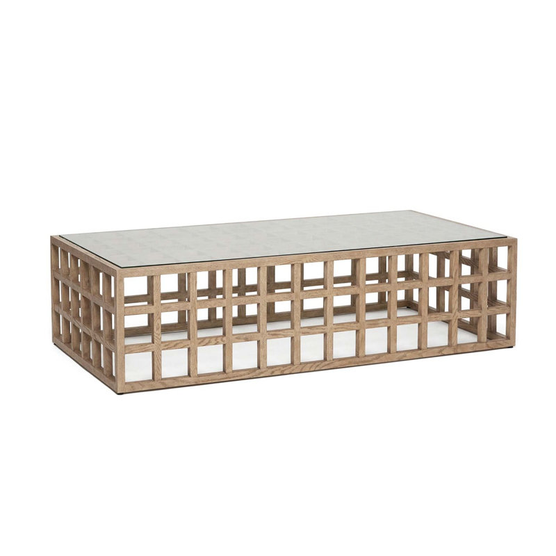 Corinne Glass Cocktail Table, 16.5" H x 61" L x 31" W