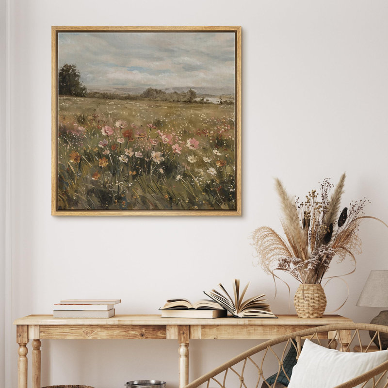 "Champêtre rétro avec des arbres lointains, campagne rustique française", Naturel, H 16 po x l 16 po