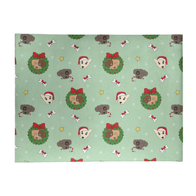 Tapis vert/rouge/gris zone fait main