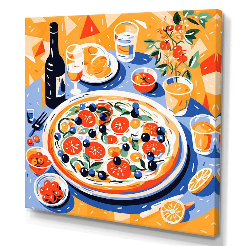 Henri Henri Matisse style pizza impressionniste III - pizza, art mural, H 30 po x l 30 po x P 1,5 po