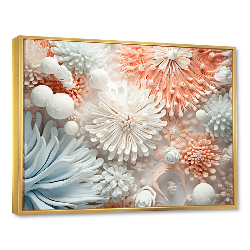 «Colorful Coral Reef Heaven IV», art mural grand corail sous l'eau, H 30 po x l 40 po x P 1,5 po, Cadre flottant doré