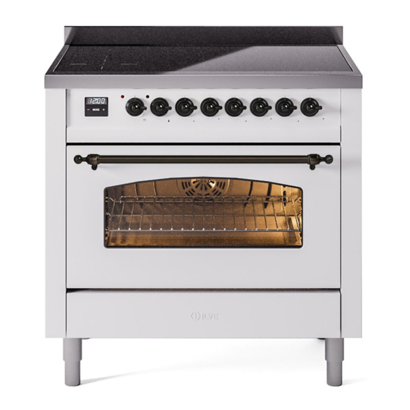 ILVE Nostalgie II 36 in Induction Range, White/Bronze