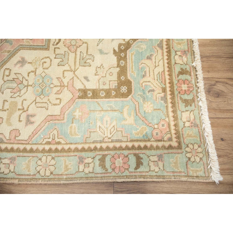 Tapis oriental classique en laine, noué à la main, motif floral, 224 x 284 cm