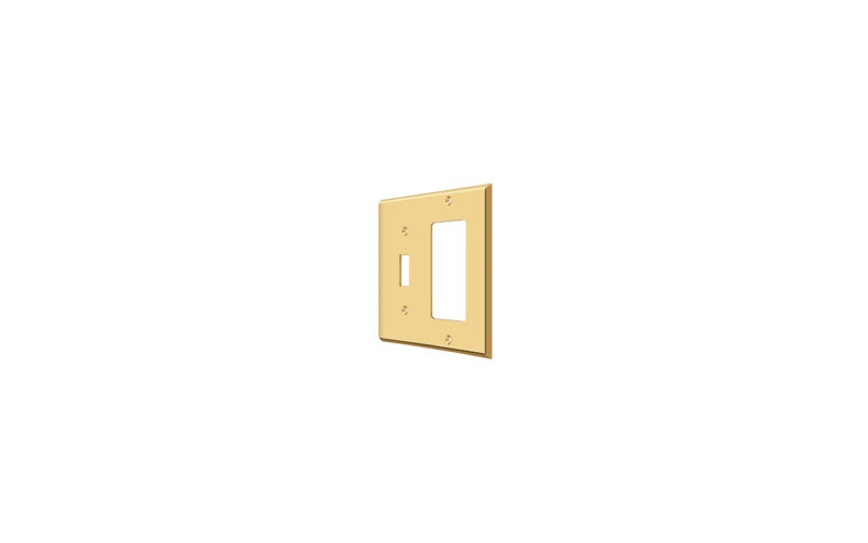 Deltana SWP4743U15A Switch Plate, Single Switch/Single Rocker in Antique Nickel, Polished Brass