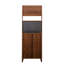 Buffet de cuisine avec 2 portes coulissantes en verre rayé, armoire de rangement autoportante pour bouteilles, vin, machine à café, four à micro-ondes, etc.