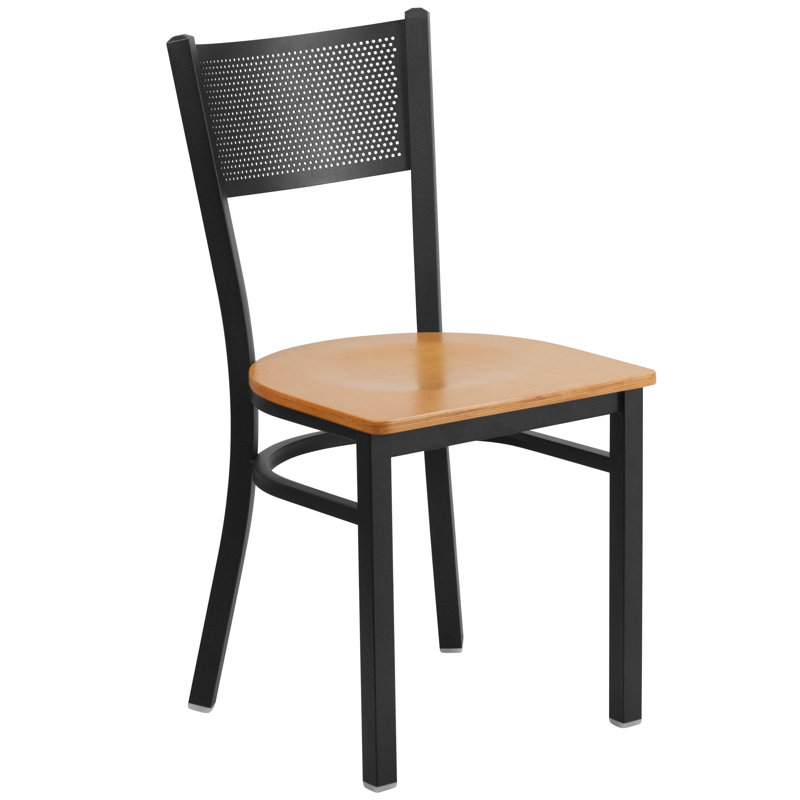 Victoria Grid Back Metal Restaurant Chair, Natural