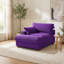 Chaise longue surdimensionnée en velours côtelé beige avec accoudoirs et coussins décoratifs Bentura-1650880632-1650880628