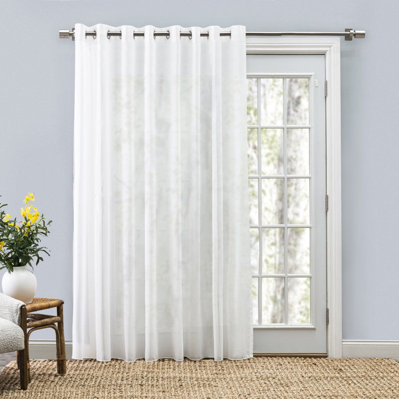 Rizzo Delicate Semi-Sheer Grommet Single Panels & Double-Wide Patio Panels in Various Sizes, 108" W x 96" L, White