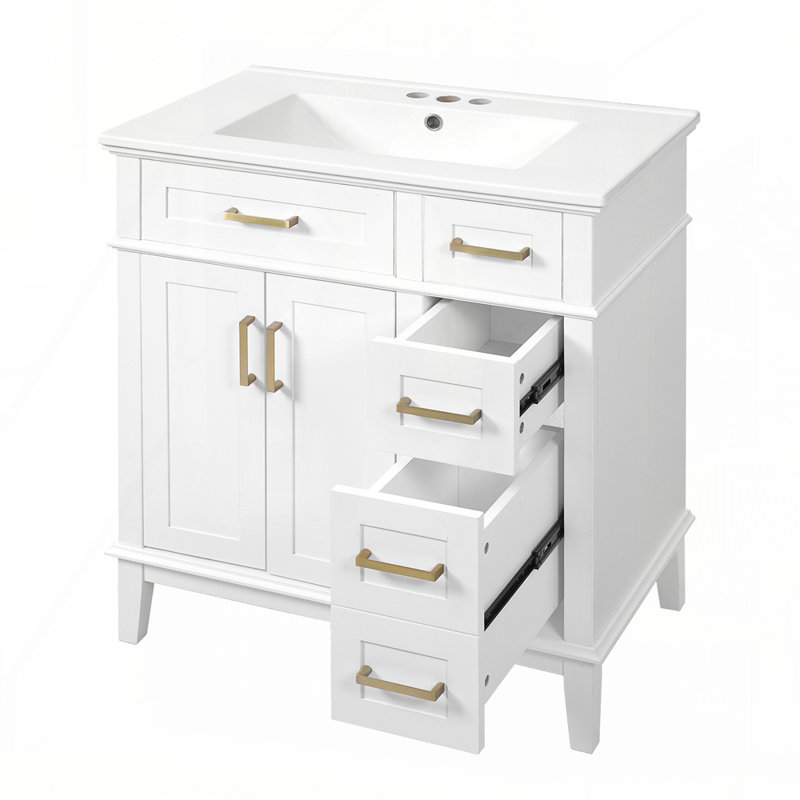 Meuble-lavabo 30 po avec lavabo en céramique, Blanc