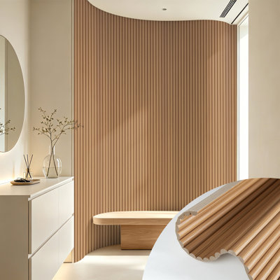 2Pcs 94.5'' x 23.6'' Flexible Beaded Wood Slat Wall Paneling for Interior Walls, Bendable Wood Wall Panels for Curved & Flat Surfaces, DIY Decorative Accent Wall Covering (30.97 sq.ft./Case)