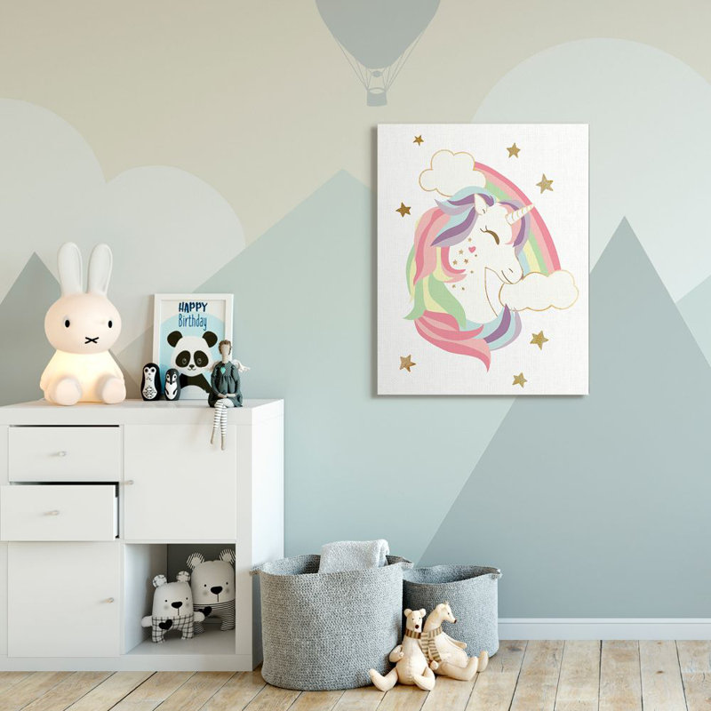«Unicorn Starry Rainbow» par Ziwei Li - impression d'art graphique, H 48 po x l 36 po x 1,5 po, Toile tendue