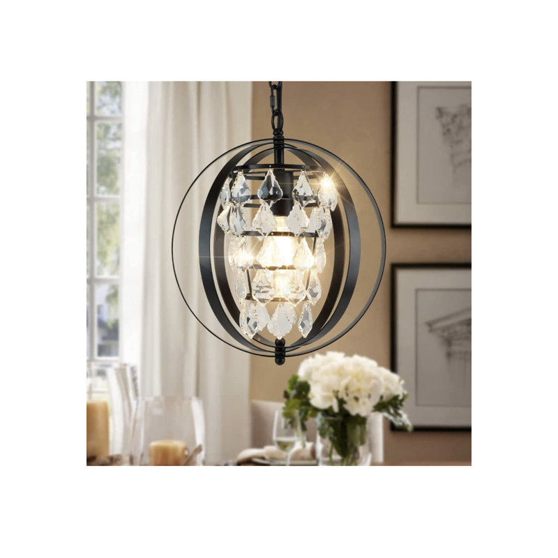 Luminaire suspendu sphère 1 lumière Ellzy, Frotté à l'huile